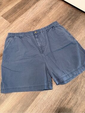 Vintage 1990’s- Men's Navy Blue Elastic-Waist Cotton Shorts